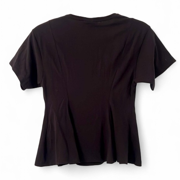 Topshop Black Corset Seam Peplum Tee Size 4 - Picture 3 of 9